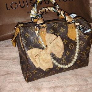 Louis Vuitton Classic Monogram Satchel Speedy 25 With Lock And Key